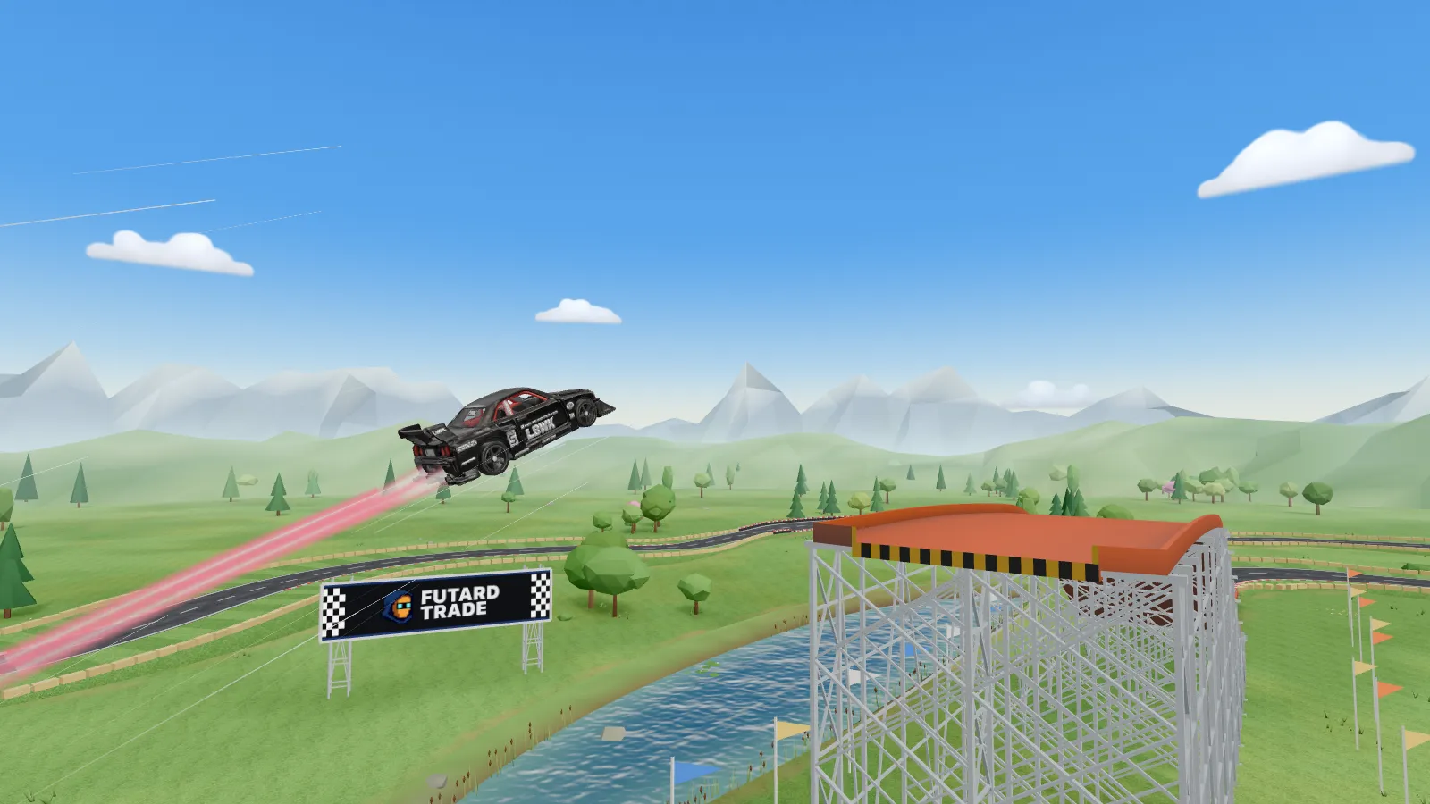 Meadow: a car in the air